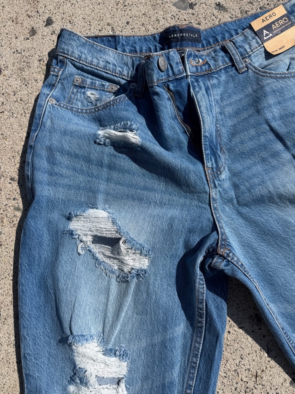 AERO Distressed Blue Ripped Jeans - Picture 6 of 9